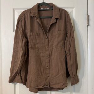 Sonoma Cotton Brown Women’s Button Up, Large